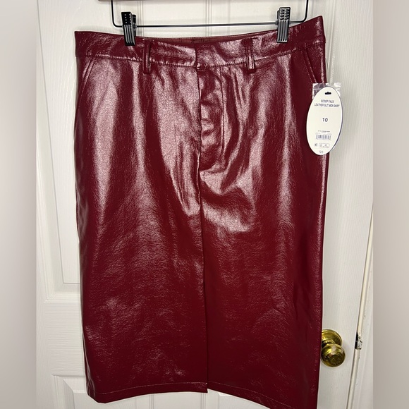 Scoop Women’s Faux Patent Leather Front Slit Midi Skirt, Size 4 NWT - Picture 13 of 13